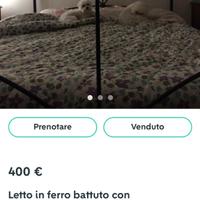 Letto i ferro battuto autentico fatto da artigiano