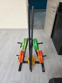 Set palestra completo di pesi manubri e portapesi