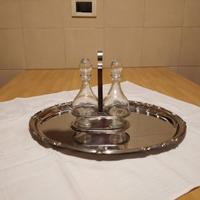 Set oliera, sale e pepe, antipastiera in cristallo