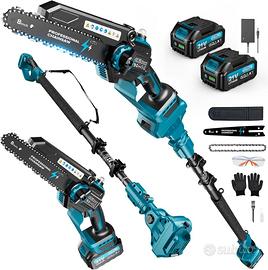2-in-1 Mini Motosega a Batteria con Asta Telescopi