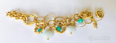 bracciale a catena color oro, con pietre
