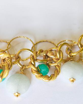 bracciale a catena color oro, con pietre