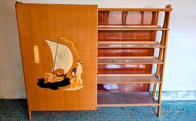 armadio libreria legno massello anta scorrevole
