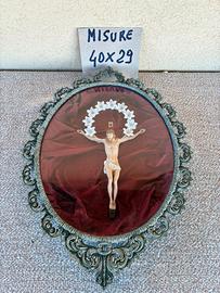 Quadro crocifisso vintage in teca