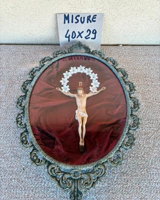 Quadro crocifisso vintage in teca