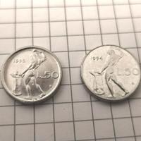 Moneta 50 lire piccola con errore di conio