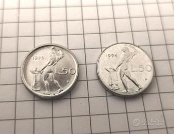 Moneta 50 lire piccola con errore di conio