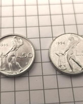 Moneta 50 lire piccola con errore di conio