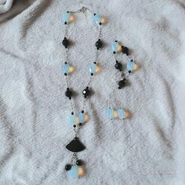 Set collana in pietra ed argento