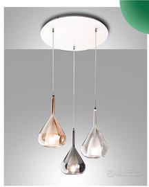 Lampadario moderno a 3 luci in vetro Fabas LILA