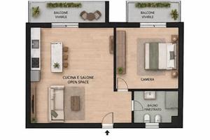 Oregina bilo arredato con due balcone
