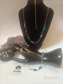 parure apatite Bracciale catena collana anello