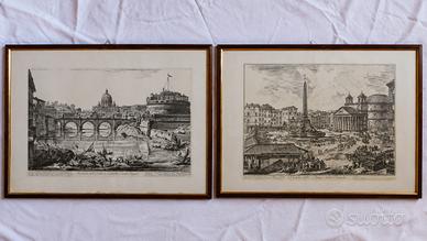G.B. PIRANESI Coppia Quadri Roma 