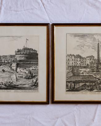 G.B. PIRANESI Coppia Quadri Roma 