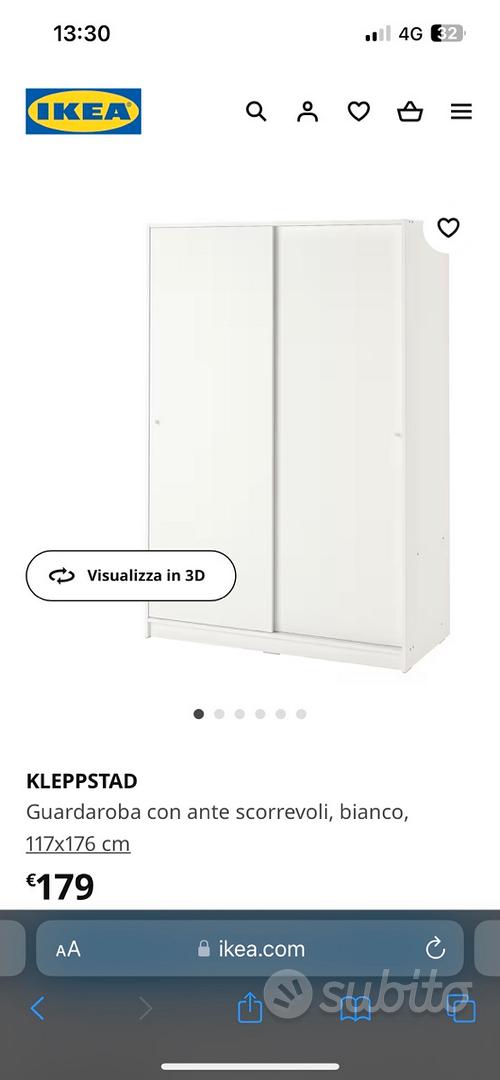 KLEPPSTAD Guardaroba con 3 ante, bianco, 117x176 cm - IKEA Italia