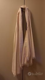 Sciarpa donna beige/rosa glitter