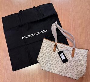 Roccobarocco borsa bag in pelle white monogram