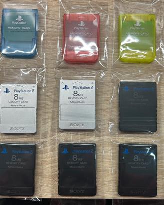 Lotto 9 memory card per playstation 1 e 2