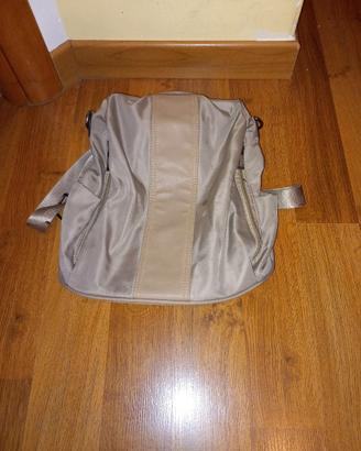 Zaino Borsa Donna Antifurto Beige Nylon Satinato