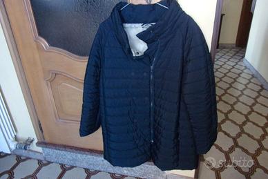 Giaccone donna imbottito blu cerniera bottoni t.50