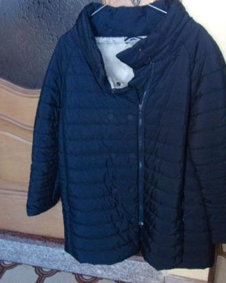 Giaccone donna imbottito blu cerniera bottoni t.50