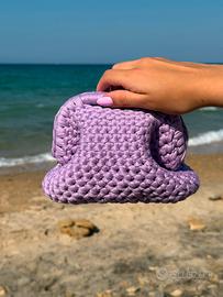 borsa pochette fatta a mano, lilla