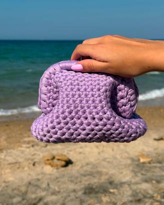 borsa pochette fatta a mano, lilla