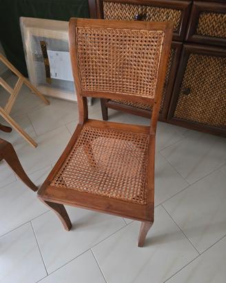 sedie in legno teak e paglia viennese