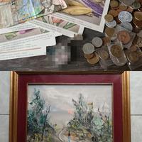 BLOCCO MISTO MONETE QUADRO STAMPE BANCONOTA