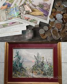 BLOCCO MISTO MONETE QUADRO STAMPE BANCONOTA