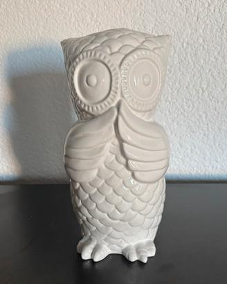 Grande gufo di ceramica bianco