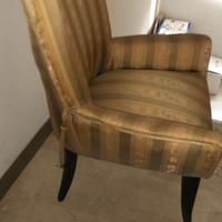 2 poltroncine a pozzetto da camera in  raso a righ