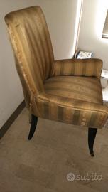 2 poltroncine a pozzetto da camera in  raso a righ