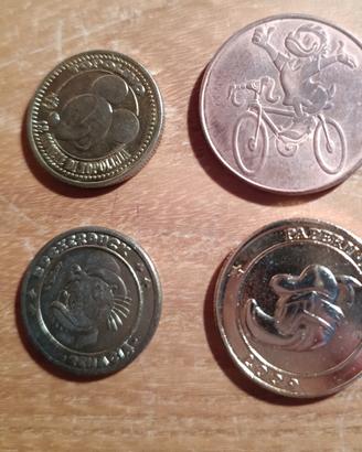 Set 4 Monete Disney Topolino e altre