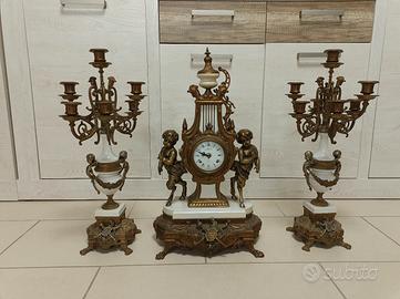 Trittico Lancini orologio + 2 candelabri