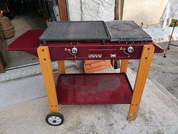 Barbecue a gas 2 piastre pietra e ghisa 