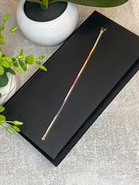 Bracciale tennis in oro con zaffiri multicolor