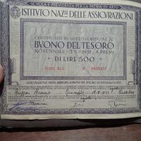 certificato Buono del tesoro 1942