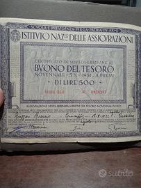 certificato Buono del tesoro 1942