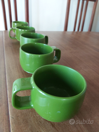 Tazzine da caffè in plastica verde Vintage