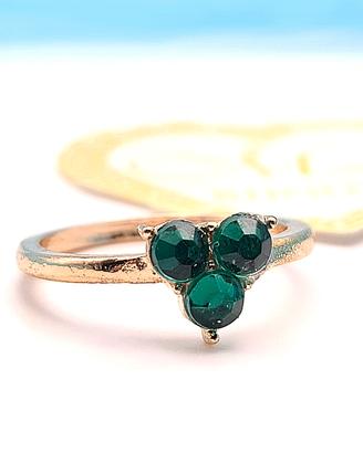 Anello Donna Dorato Con Pietra Verde Misura 17