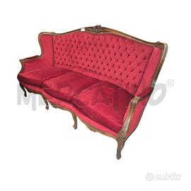DIVANO STILE LUIGI ROSSO VINTAGE