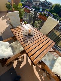 Set pranzo da giardino. Tavolo 137/200x90 cm
