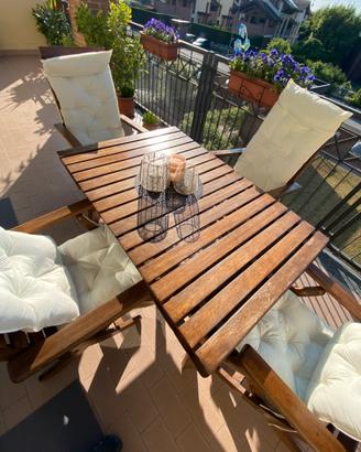 Set pranzo da giardino. Tavolo 137/200x90 cm