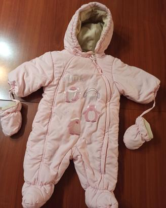 sacco nanna neonato tuta neve calda rosa pinguini