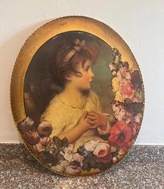 Quadro ovale vintage con cornice dorata