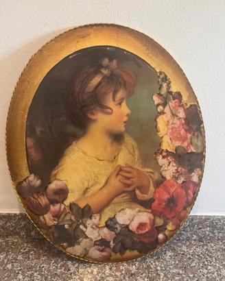 Quadro ovale vintage con cornice dorata