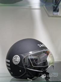 CASCO DEMIJET NERO OPACO CON SCRITTA DIEFFE GRIGIA