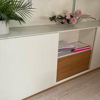 Mobile contenitore cassettiera bianco e legno