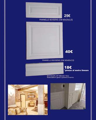 pannello boiserie in gesso decoro parete riquadri